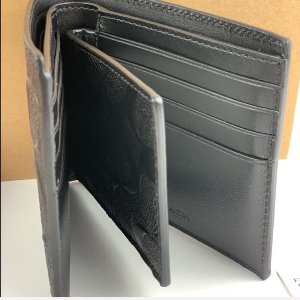 NWT Coach Men’s 3-in-1 Black Wallet - Picture 3 of 7
